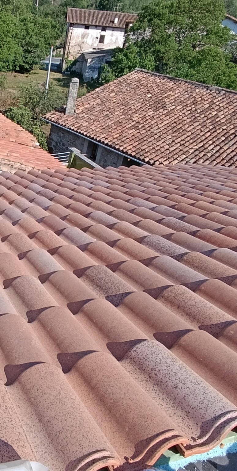 Operario trabajando en la rehabilitación de una cubierta de madera.